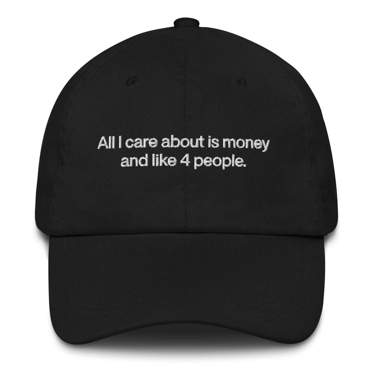 All I care about is money and like 4 people. Embroidered Hat - Image 2