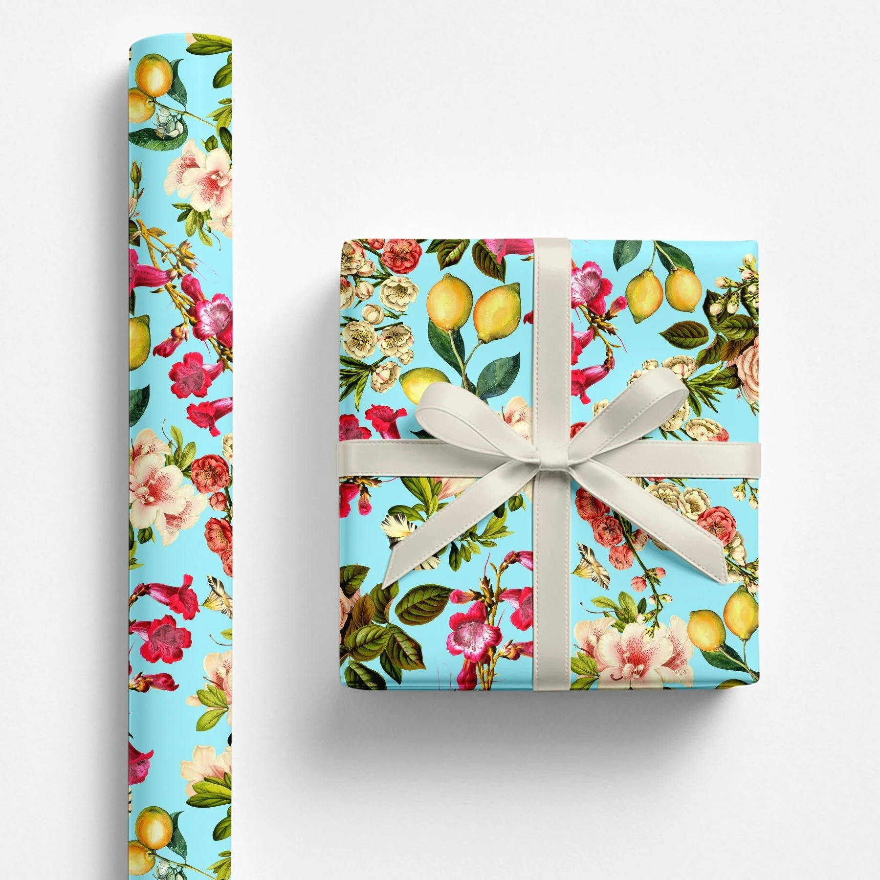 Citrona Lemons & Roses Floral Wrapping Paper - Image 3