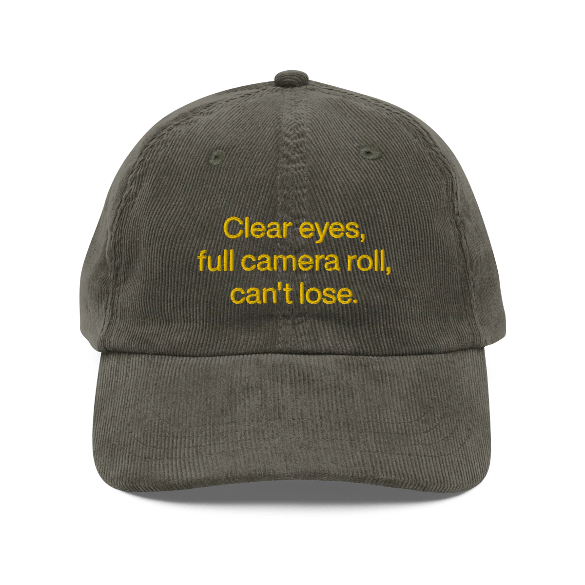 Clear eyes, full camera roll, can't lose. Embroidered Corduroy Hat - Image 4