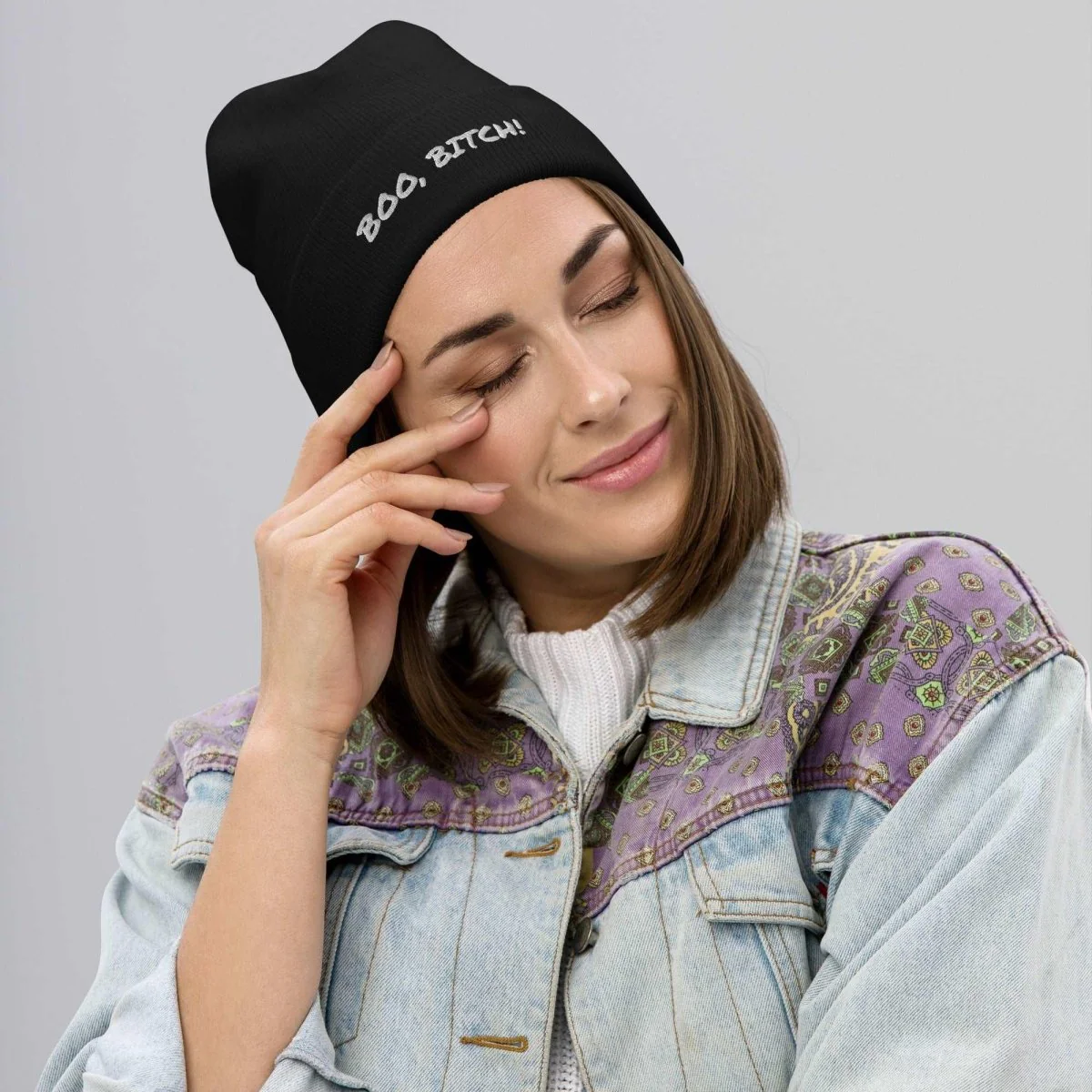 BOO, BITCH! Embroidered Beanie Halloween Hat - Image 2