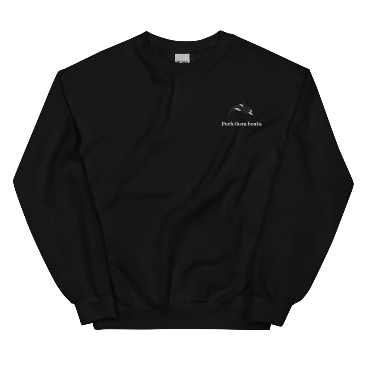 Fuck them boats. Orca Whale Embroidered Sweatshirt - Image 4