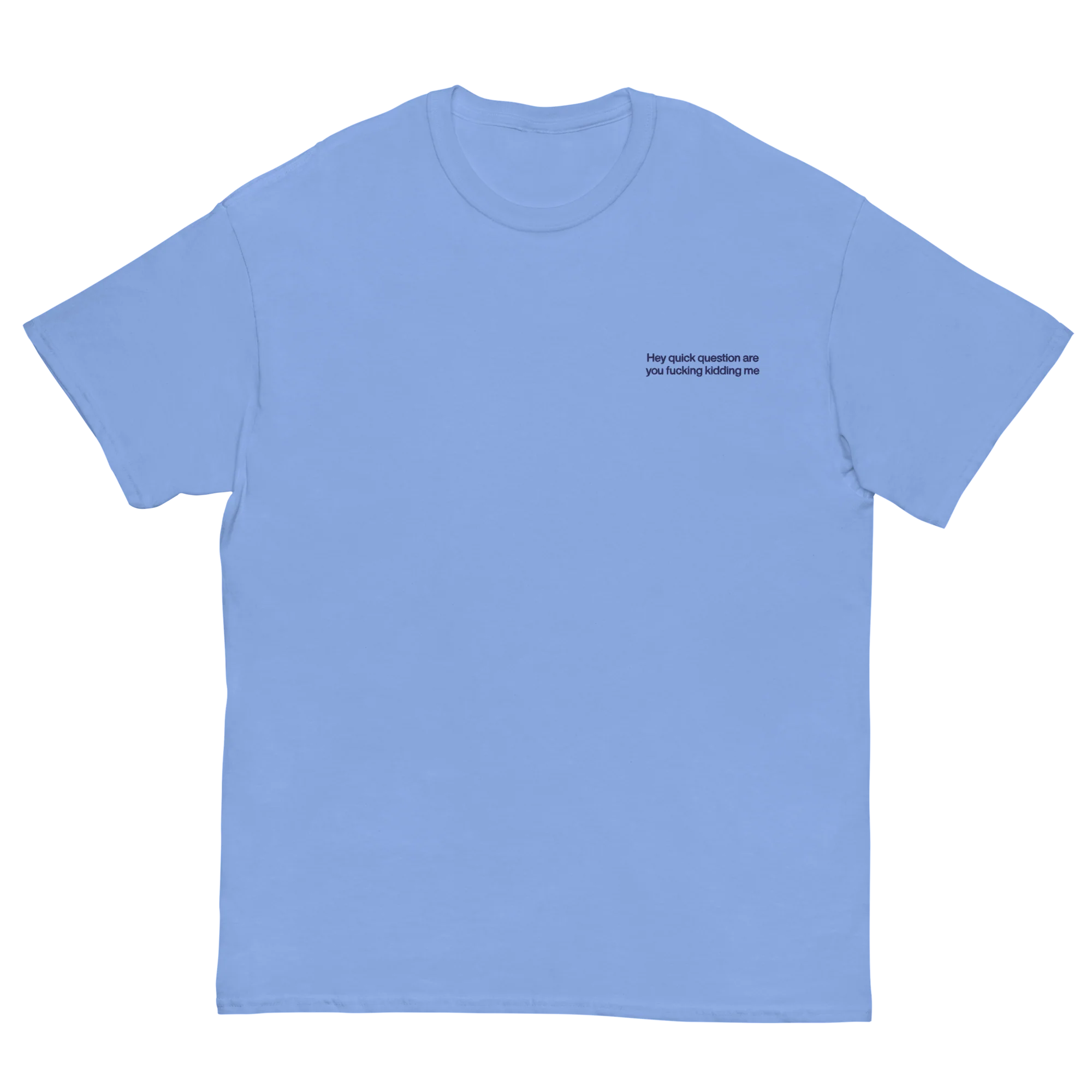 Hey quick question are you fucking kidding me Embroidered T-Shirt - Image 11