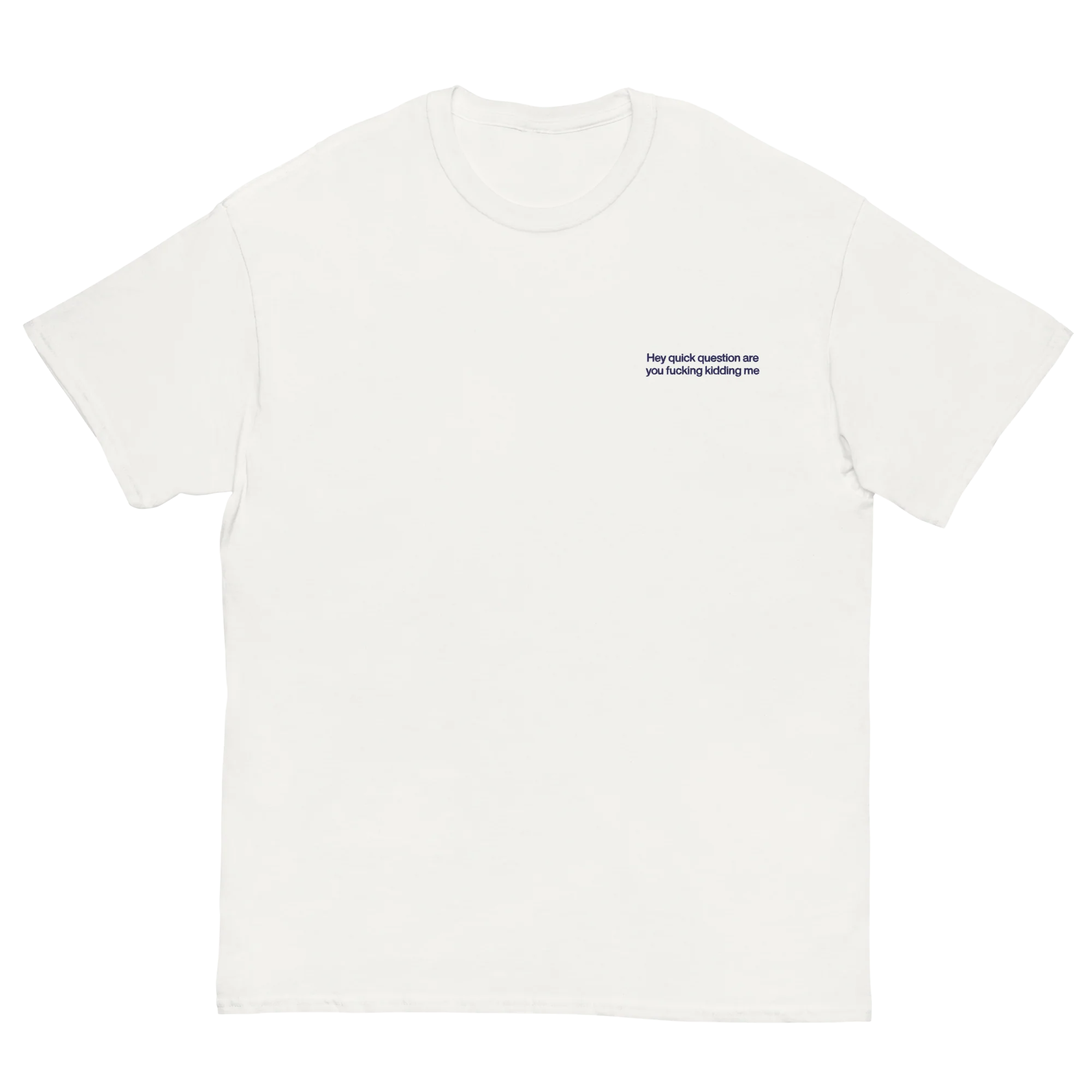Hey quick question are you fucking kidding me Embroidered T-Shirt - Image 13