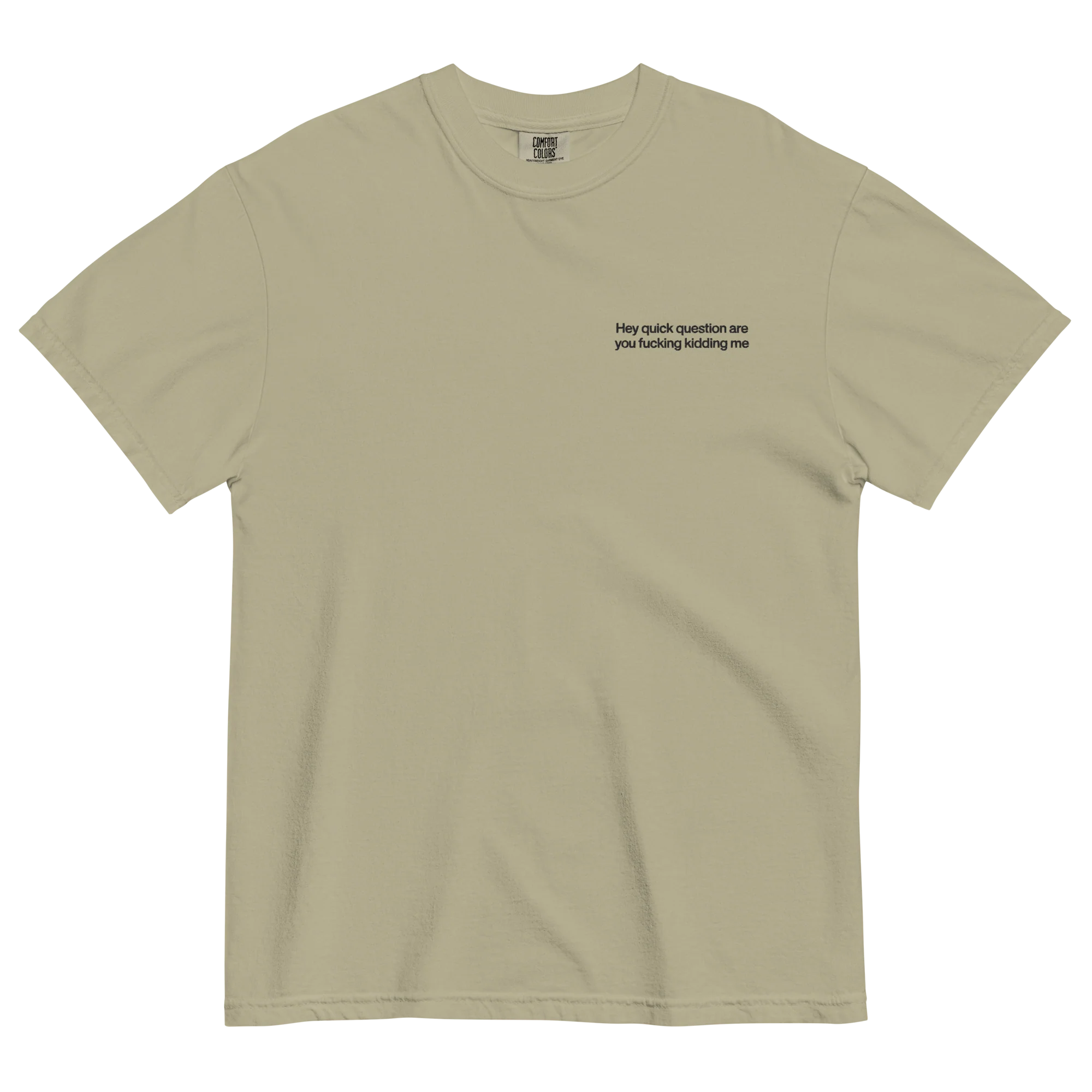 Hey quick question are you fucking kidding me Embroidered T-Shirt - Image 15