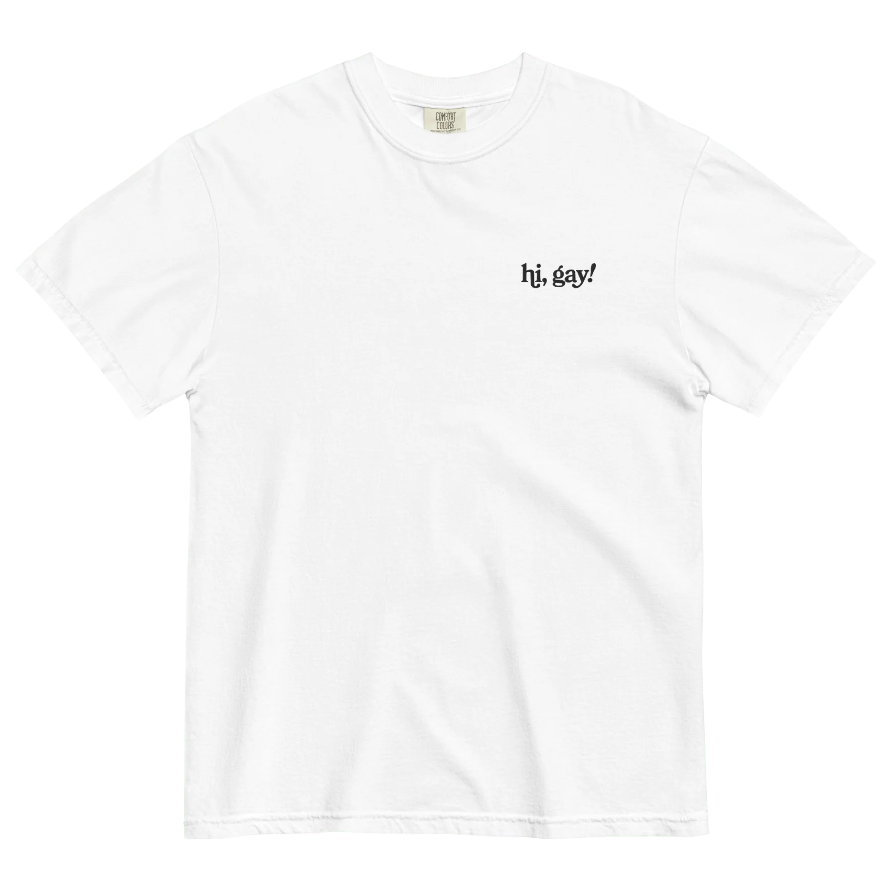 Hi, Gay! Embroidered T-Shirt - Image 2