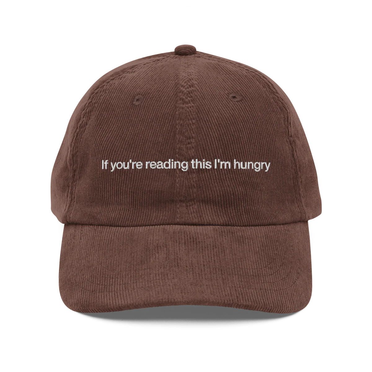 If you're reading this I'm hungry Embroidered Corduroy Hat - Image 3