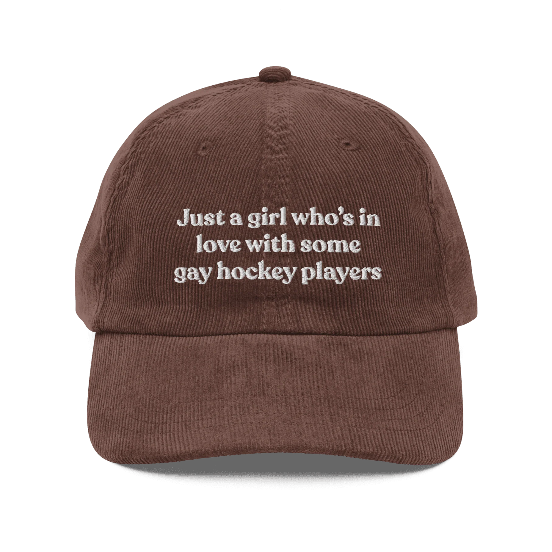 Just a girl who’s in love with some gay hockey players Embroidered Hat - Image 3