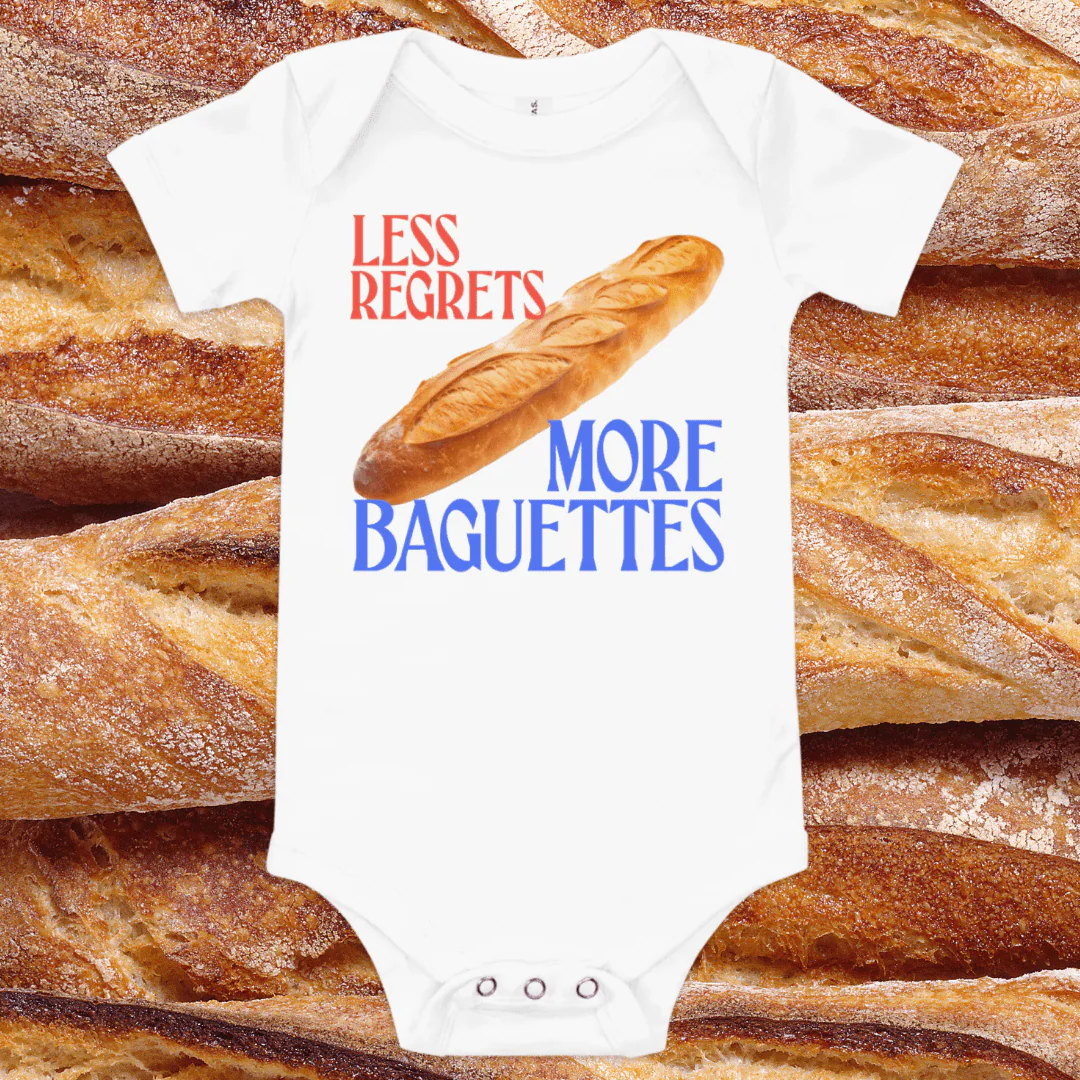 Less Regrets More Baguettes Baby Onesie - Image 4