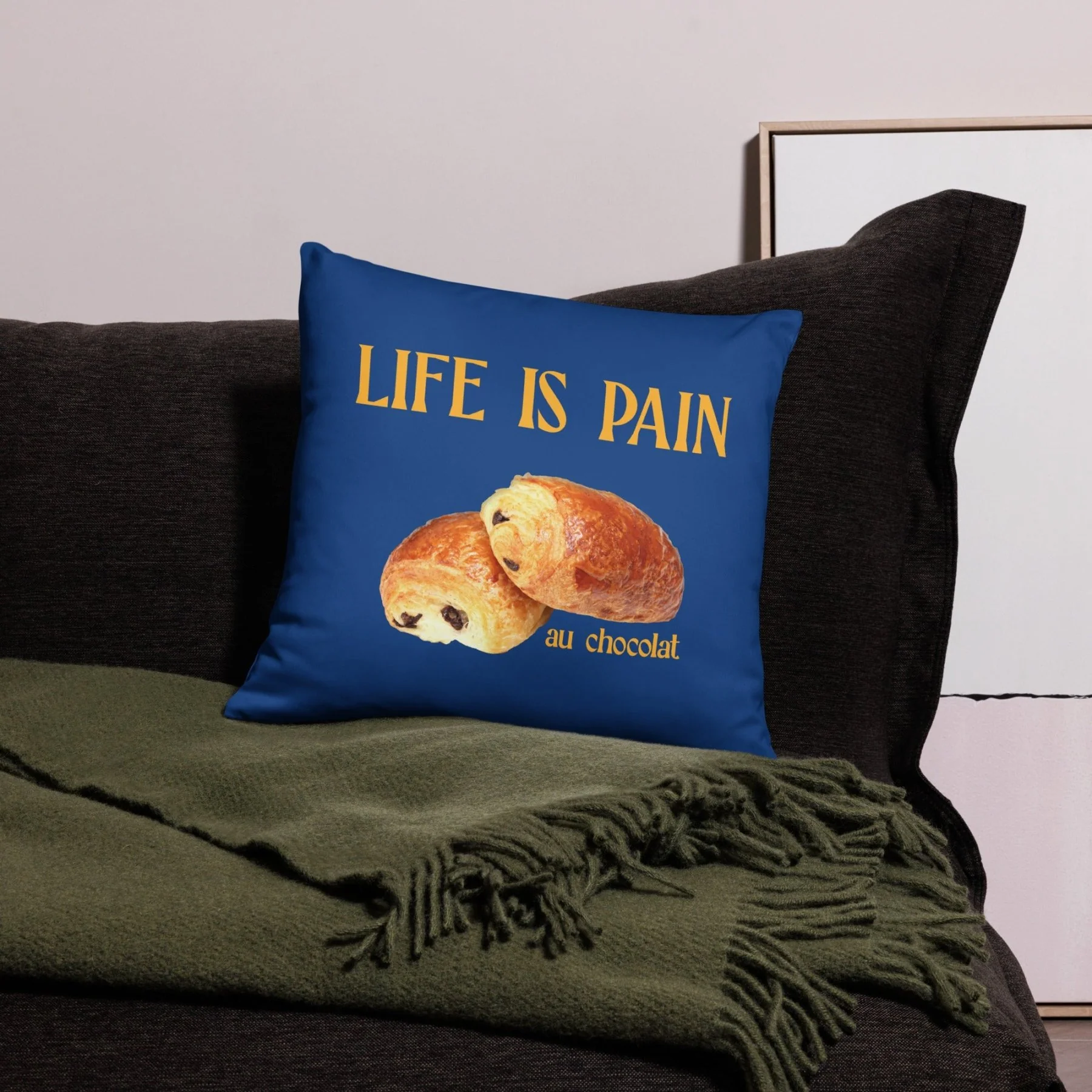 Life is Pain (au chocolat) Throw Pillow - Image 4