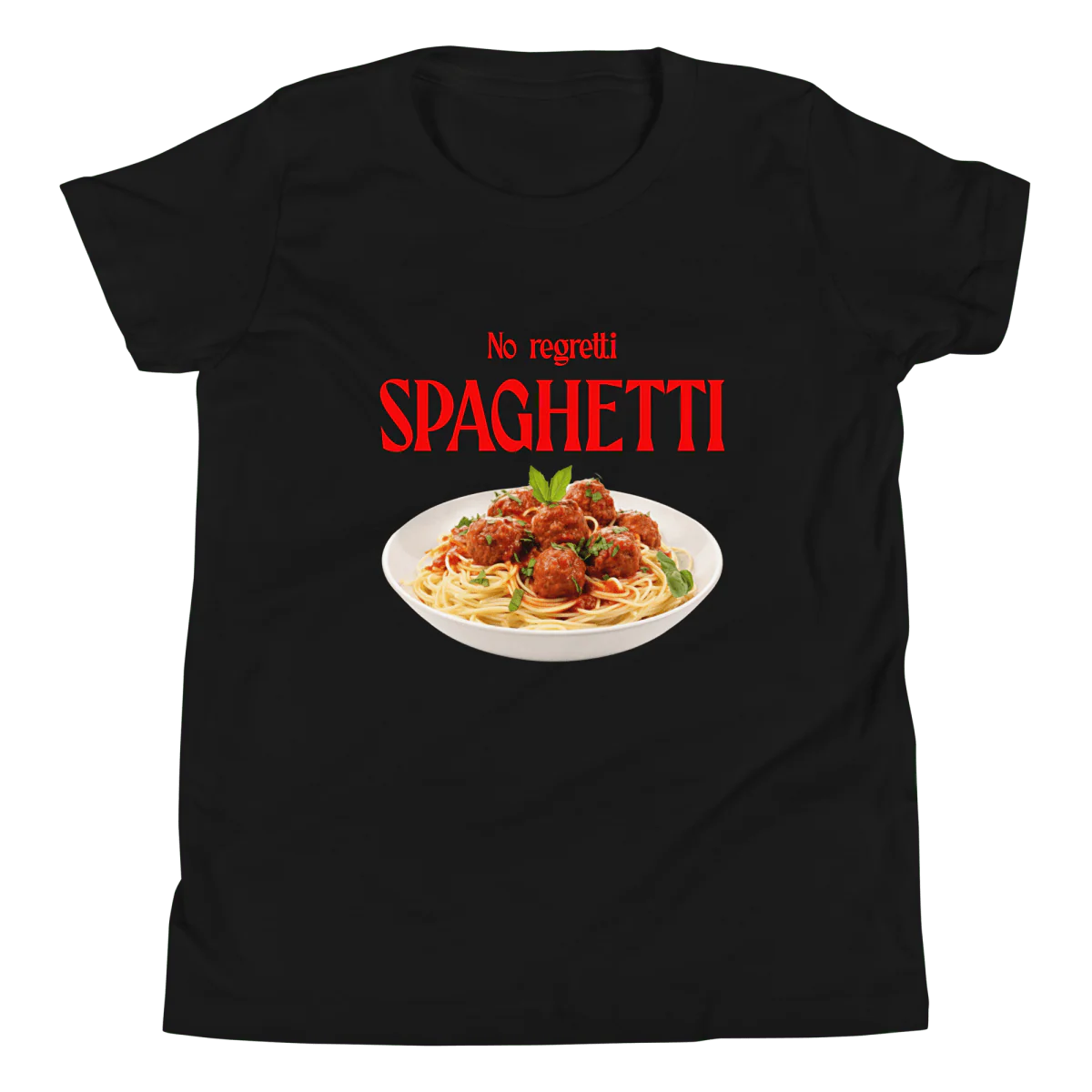 No Regretti Spaghetti Youth Kids T-Shirt - Image 3