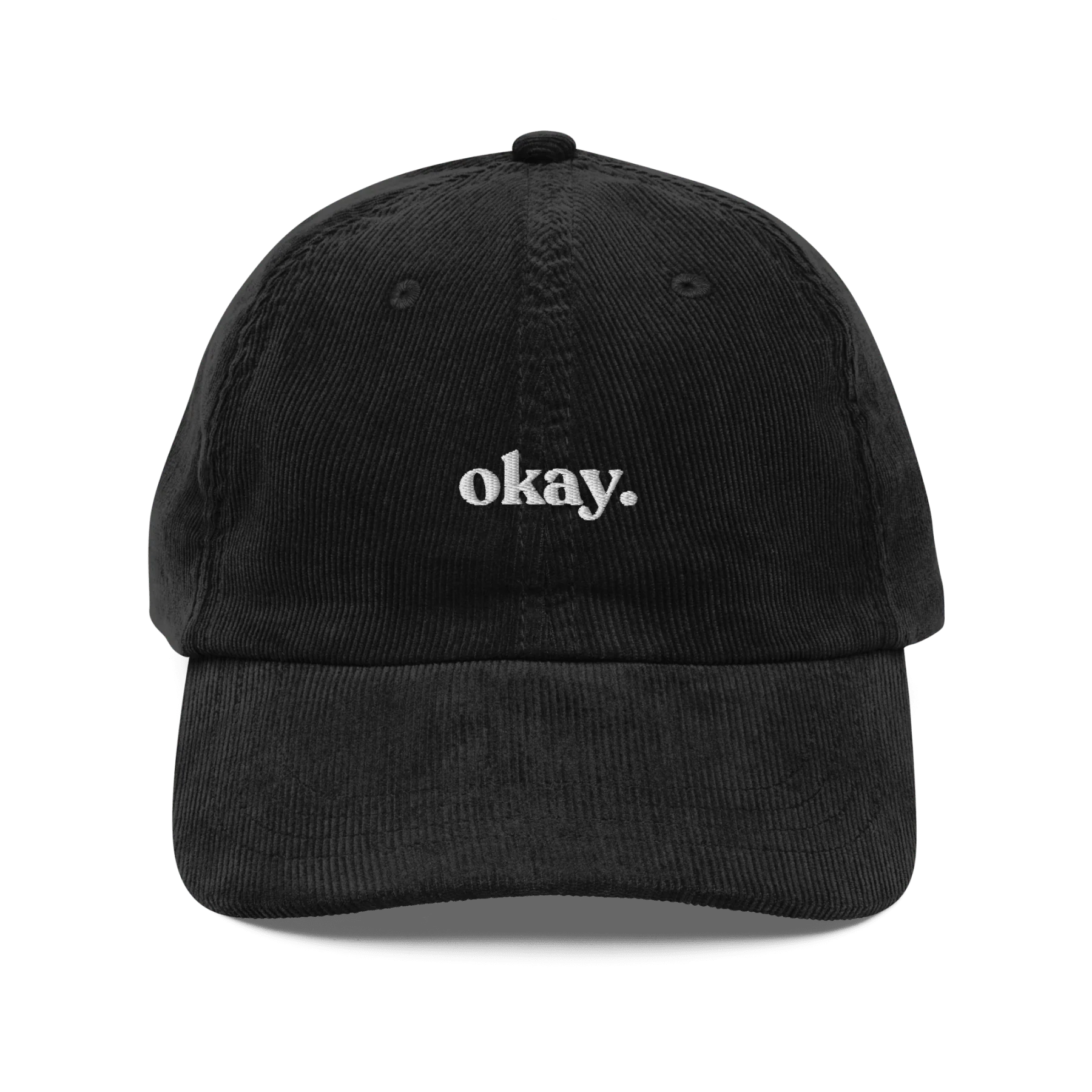 Okay. Embroidered Corduroy Hat