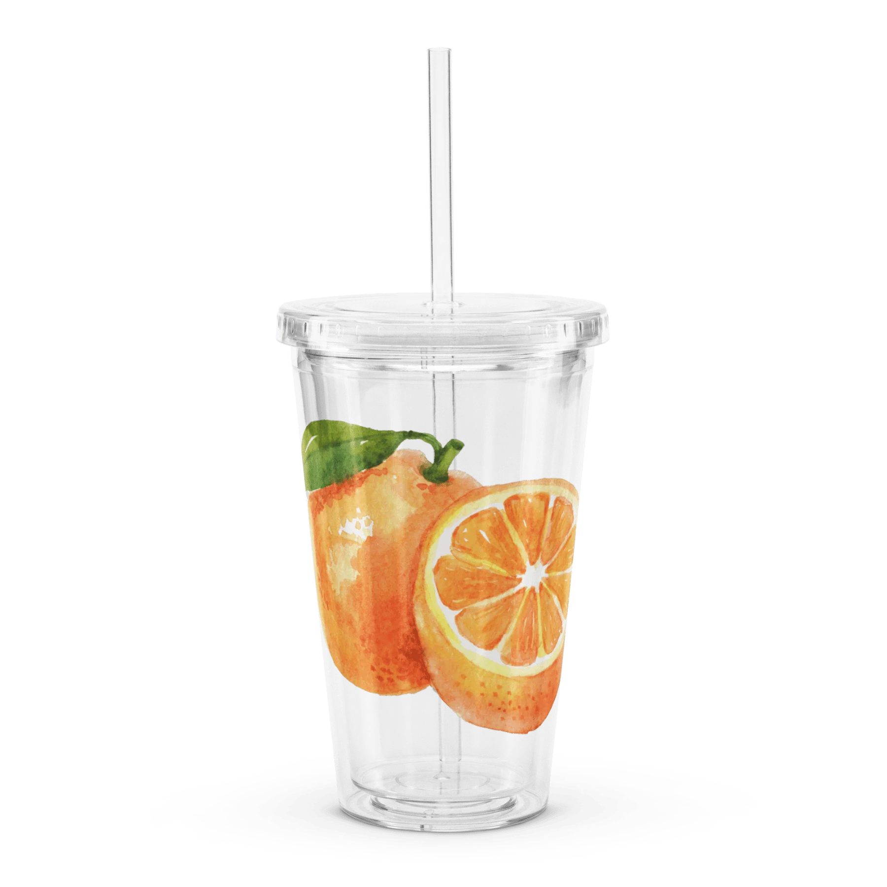 Orange 🍊 Clear Plastic Tumbler