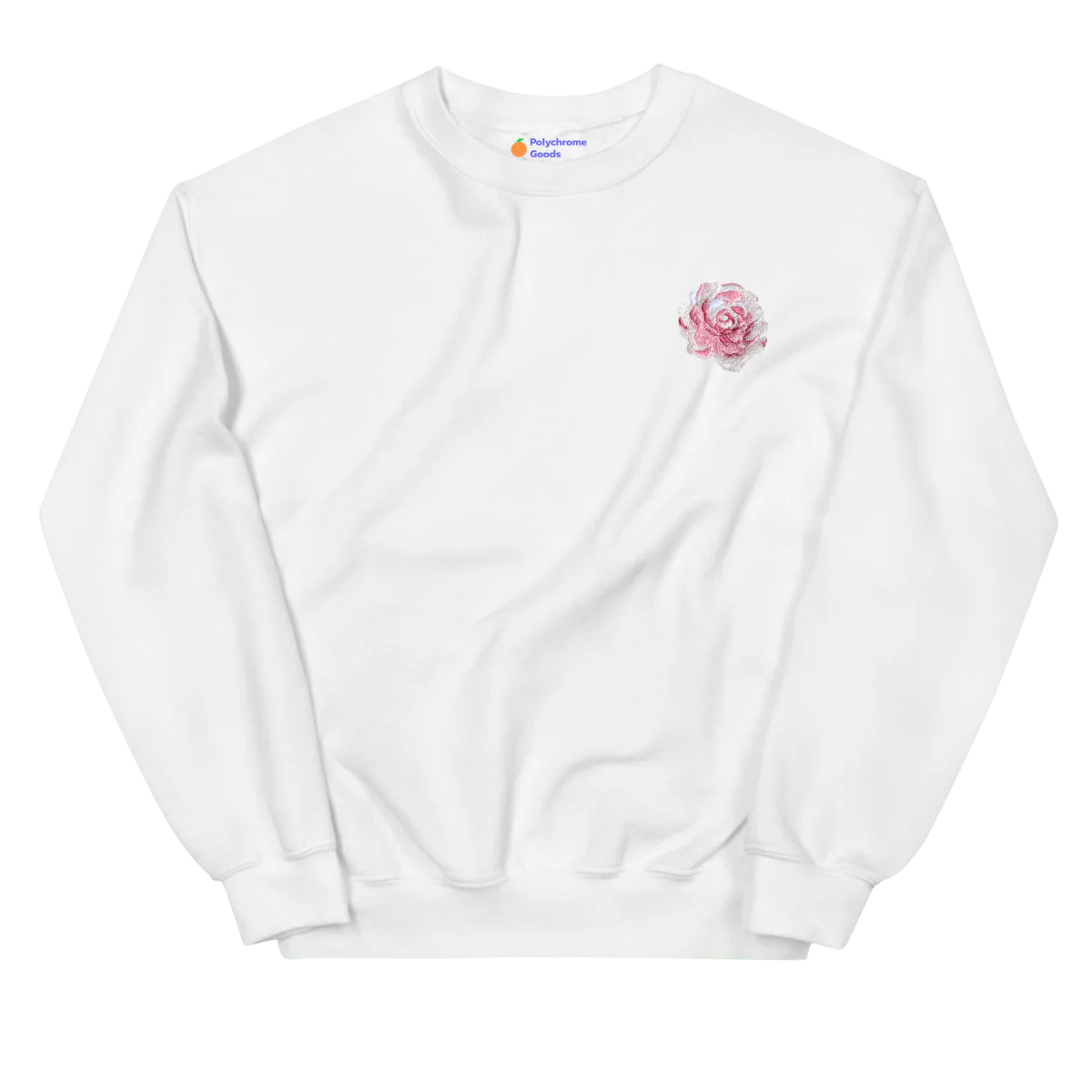 Pink Rose Flower Embroidered Sweatshirt