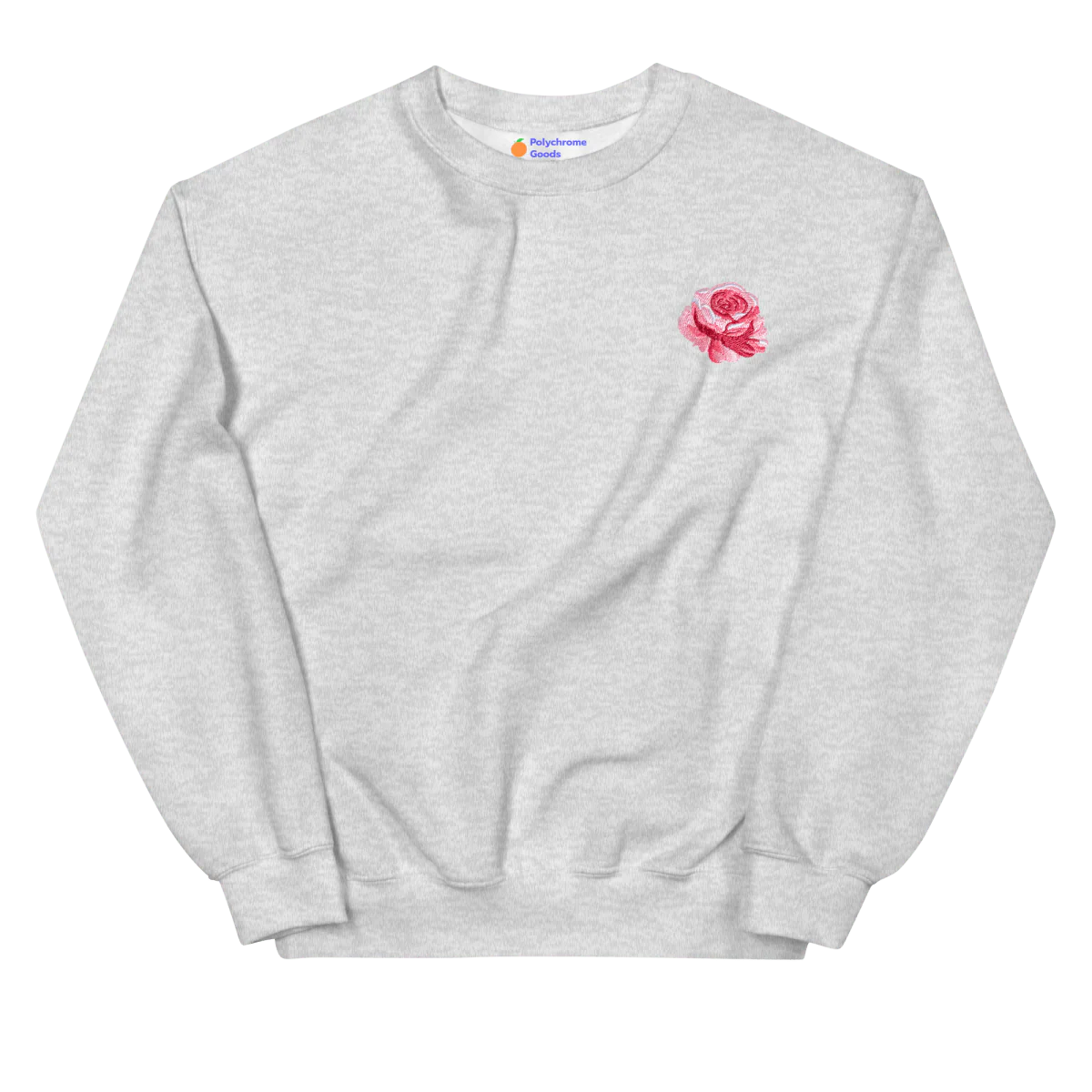 Red Rose Flower Embroidered Sweatshirt