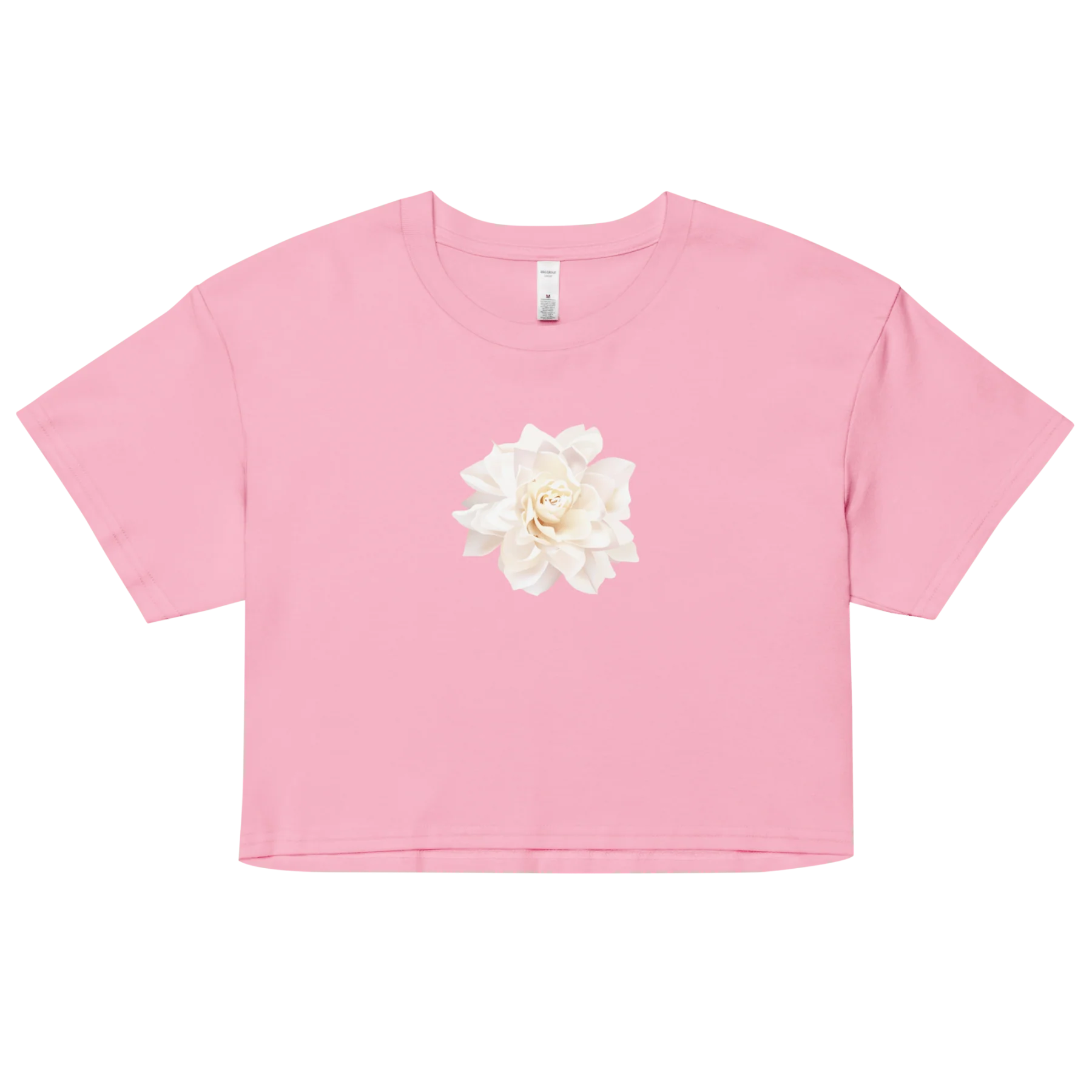 White Dahlia Flower Crop Top