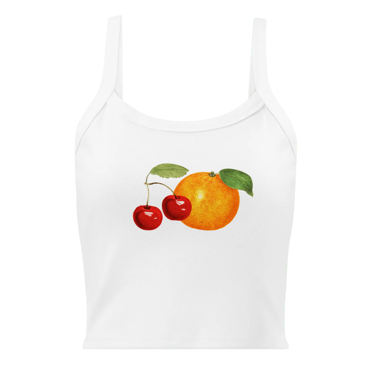 Women's Orange Cherry Fruit Microrib Tank Top